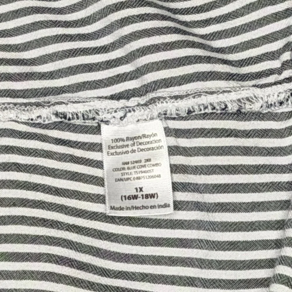 Terra & Sky Striped Off-the-Shoulder Smocked Boho Blouse - 1XL - Picture 8 of 9